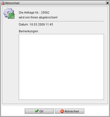 Dialogfenster „Abbrechen“