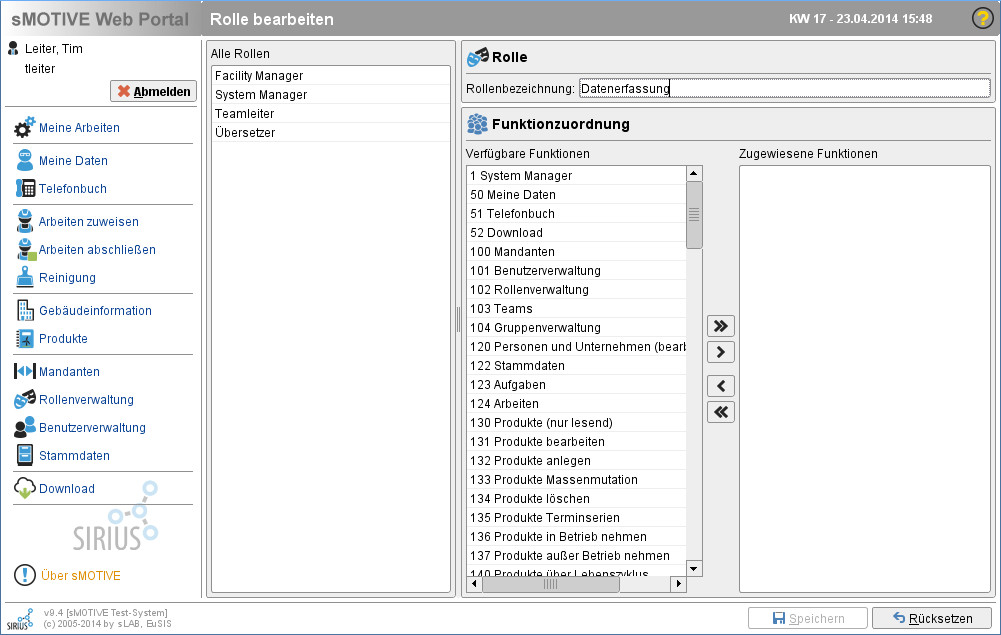 Eingeben der Details für eine neue Rolle