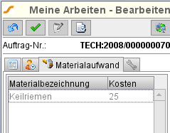 Eingetragener Materialaufwand