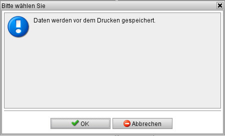 Hinweisfenster vor dem Drucken