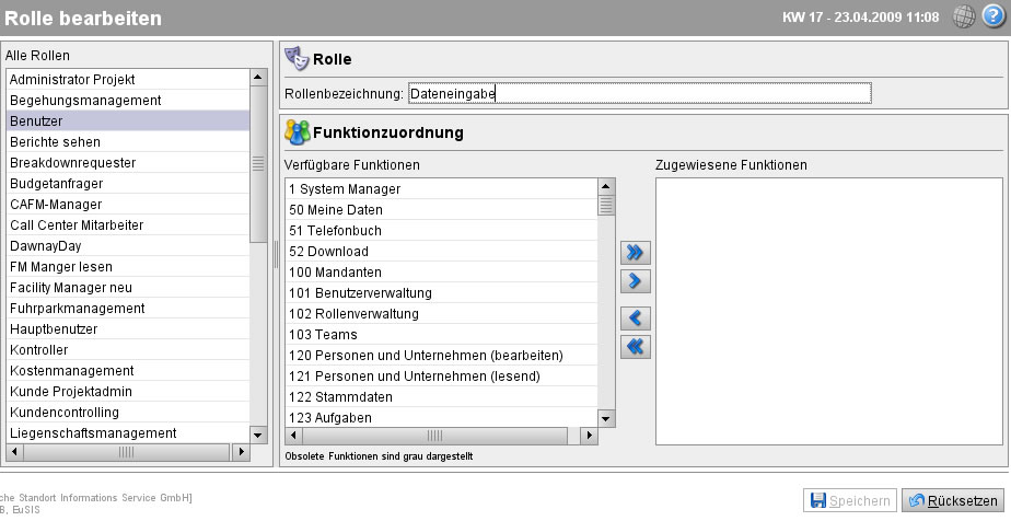 Eingeben der Details für eine neue Rolle