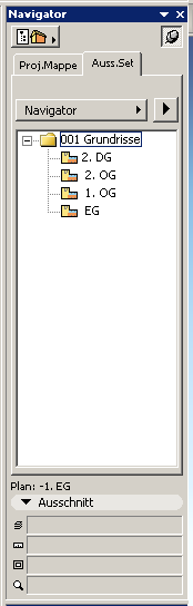 ArchiCAD Navigator Registerkarte Auss.Set
