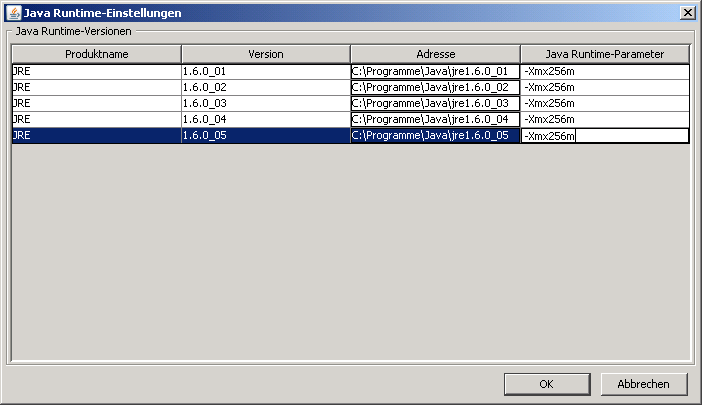 Java Runtime Parameter