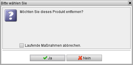 Dialogfenster zum Löschen eines Produktes aus einer Terminserie