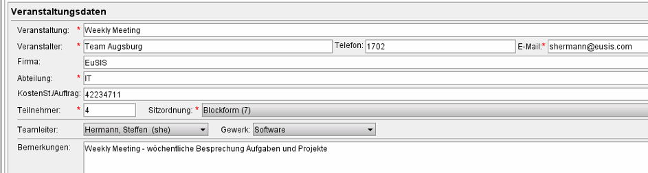 Veranstaltungsdaten