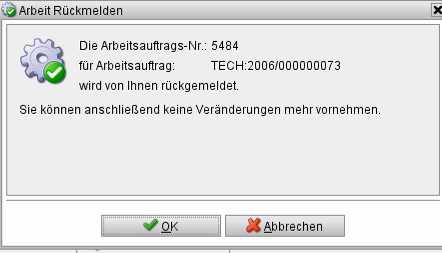 Arbeit rückmelden
