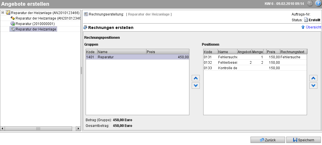 Rechnung, die aus dem Abschluss einer Maßnahme resultiert