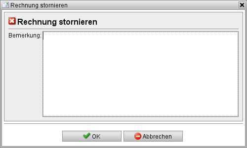 Dialogfenster „Rechnung stornieren“