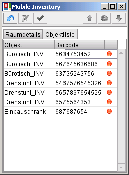 Liste der Objekte innerhalb eines Raumes