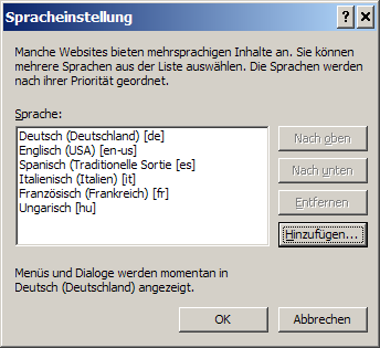 Beispiel Microsoft Internet Explorer: