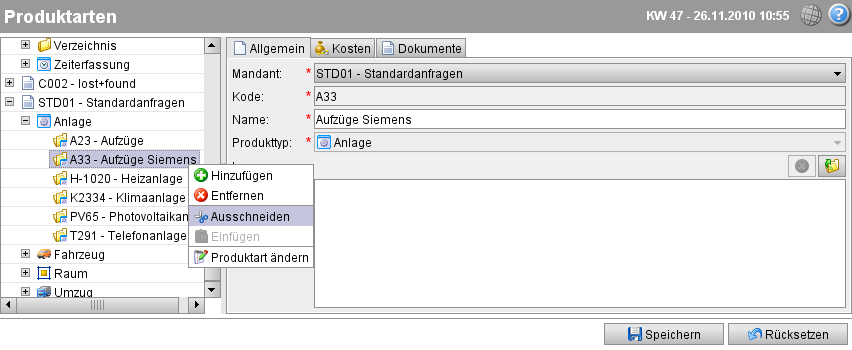 Produktart ausschneiden