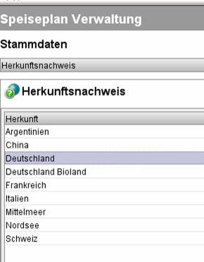 Auswahlmaske Herkunftsnachweis