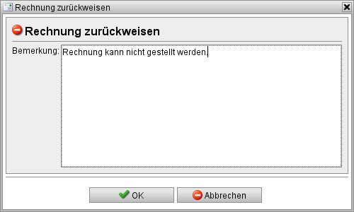 Rechnung zurückweisen