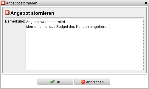 Angebot stornieren