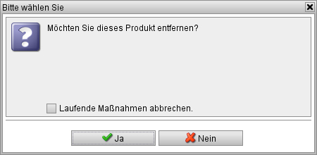 Dialogfenster beim Entfernen eines Produktes aus einer Terminserie