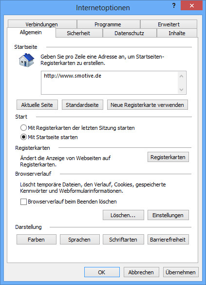 Umstellen der Sprache im Internet Explorer