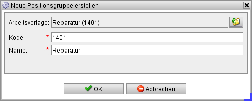 Fenster „Neue Positionsgruppe erstellen“