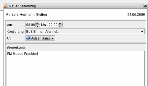 Neuer Zeiteintrag