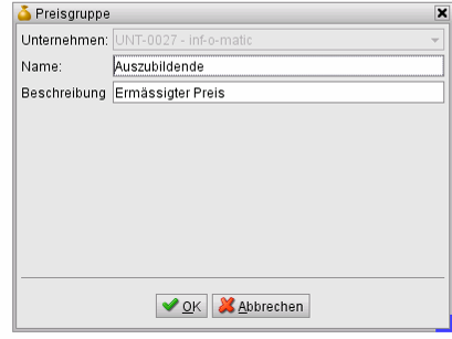 Eingabe Preisgruppen