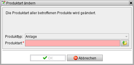 Ändern der Produktart