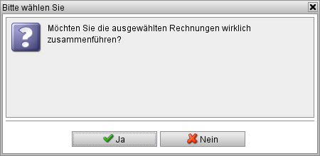 Bestätigung der Zusammenführung von Rechnungen