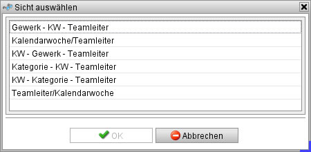 Auswahldialog der Sicht