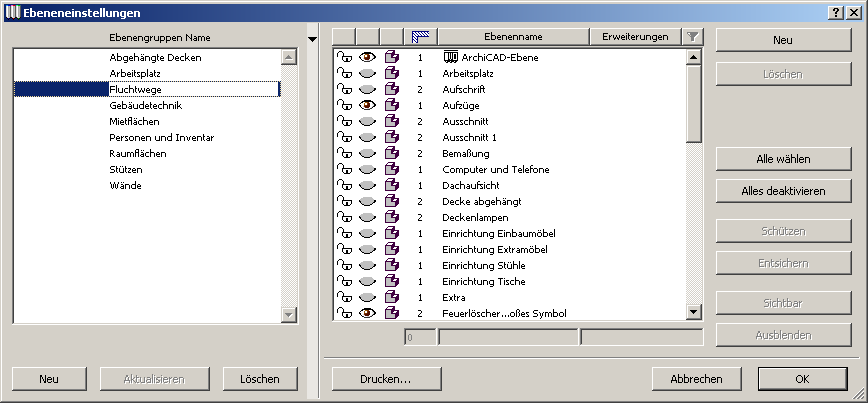 ArchiCAD Ebeneneinstellungen